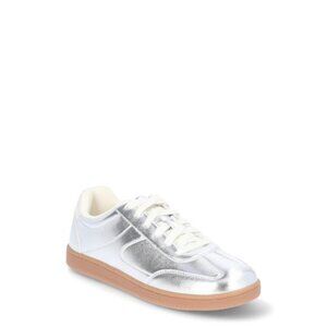 Women’s Silver Lace-Up Sport Sneakers - Casual Athletic Running Walking Shoes